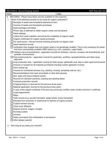 Organic Farm Plan Questionnaire