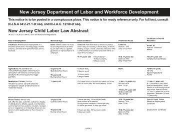 New Jersey Child Labor Law Abstract