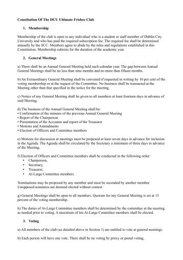 Constitution Of The DCU Ultimate Frisbee Club 1 ... - Redbrick - DCU