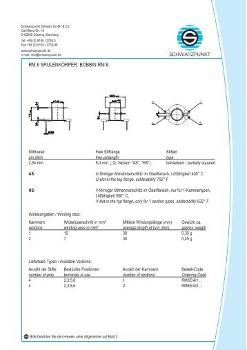 Spulenkörper RM6 - Schwarzpunkt Schwarz GmbH & Co