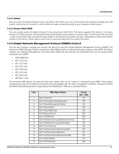 ORiNOCO® Access Points Installation and Management Guide ...