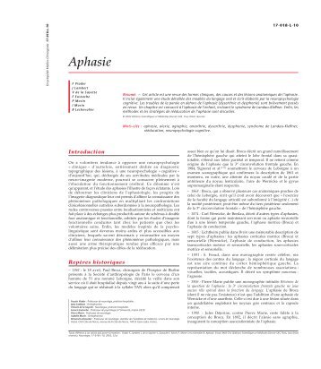 Aphasie - Psychologie - M. Fouchey