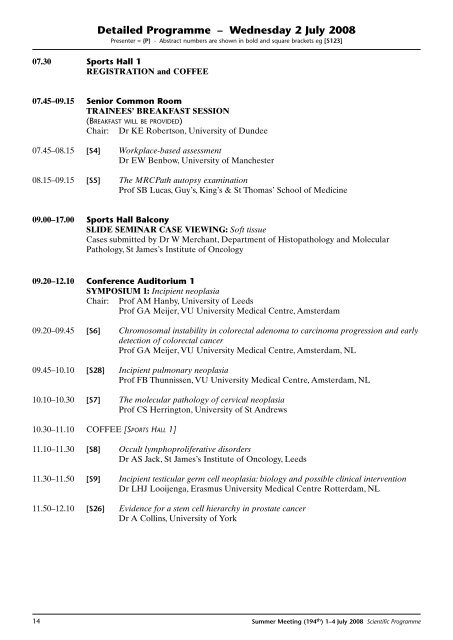 2008 Summer Meeting - Leeds - The Pathological Society of Great ...