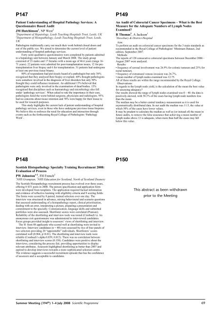 2008 Summer Meeting - Leeds - The Pathological Society of Great ...