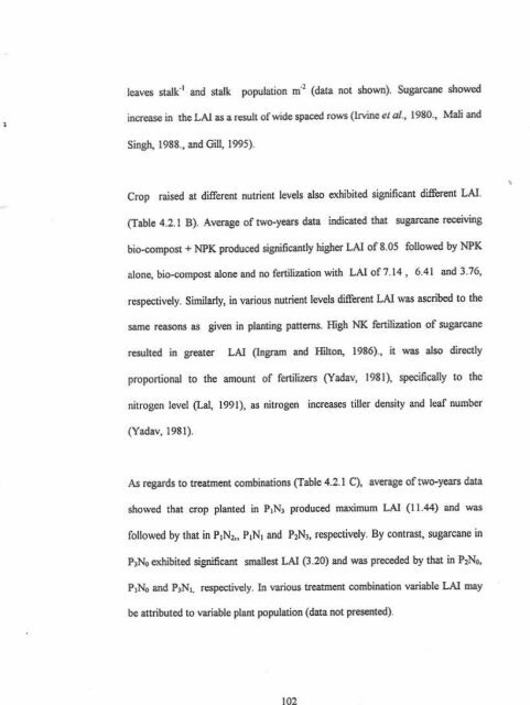 IMPACT OF PIIIMING PATTENNS AND NUTRIENT MANAGf,,MENT ...