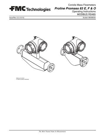 Proline Promass 83E/F/O Modbus RS485 Operating Instructions