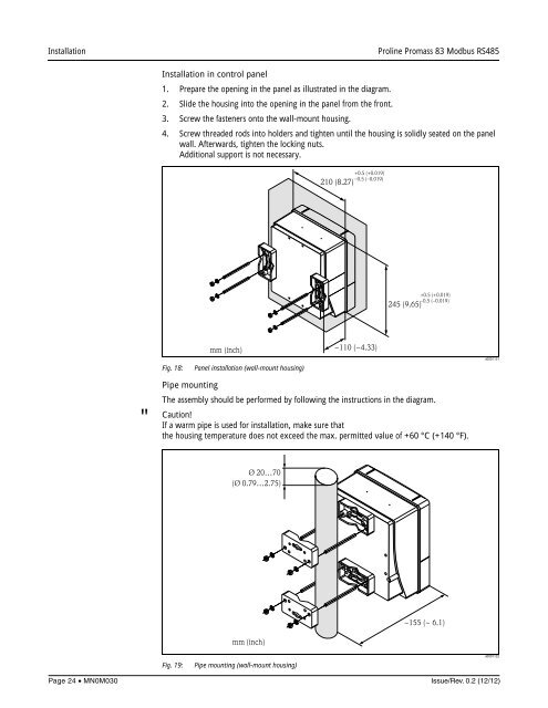 Proline Promass 83E/F/O Modbus RS485 Operating Instructions