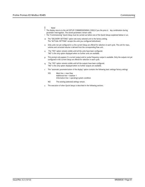 Proline Promass 83E/F/O Modbus RS485 Operating Instructions