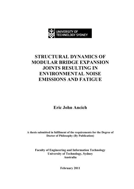 Structural dynamics of modular bridge epansion joints resulting in ...