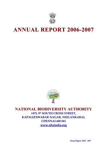 Annual Report - National Biodiversity Authority