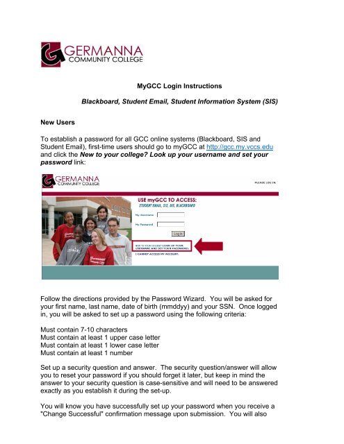 MyGCC Login Instructions - Germanna Community College