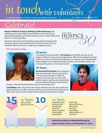 Volunteer Newsletter - Hospice of Marion County