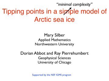 Tipping points in a simple model of Arctic sea ice - IMAGe