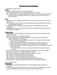 The Structure of Ecosystems Notes