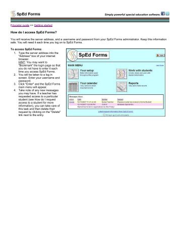 Educator guide in PDF format - SpEd Forms Inc.