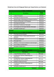 Disciplinas Curso de Pedagogia Fajolca por Carga HorÃ¡ria e por ...