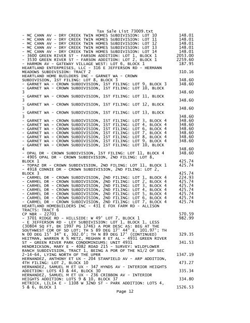 Tax Sale List 73009.txt - Notepad - Laramie County