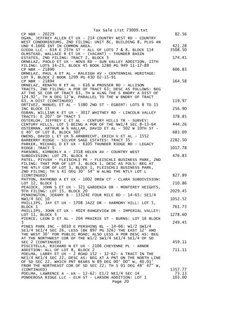 Tax Sale List 73009.txt - Notepad - Laramie County