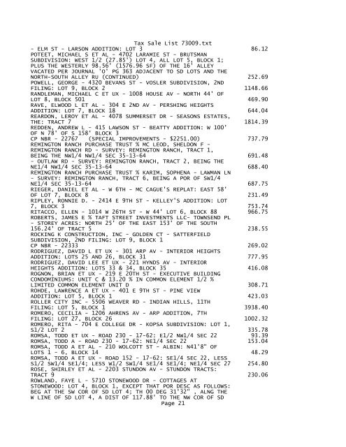 Tax Sale List 73009.txt - Notepad - Laramie County