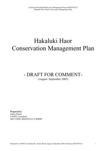 Draft CMP HH - the Department of Environment