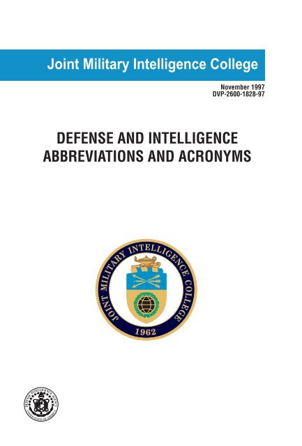 Defense intelligence abbreviations Defense Intelligence Agency