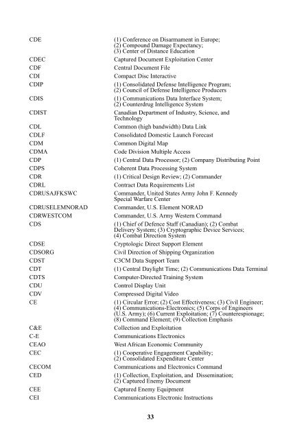 Defense & intelligence abbreviations - Defense Intelligence Agency