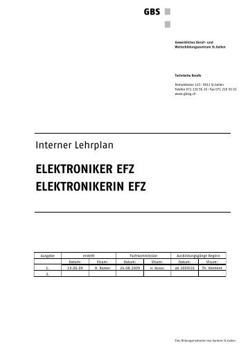 ELEKTRONIKER EFZ ELEKTRONIKERIN EFZ