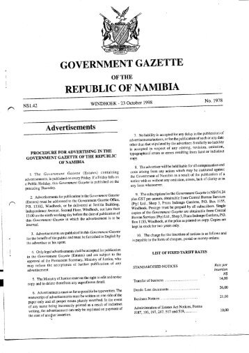 GOVERNMENT GAZETTE REPUBLIC OF NAMIBIA - Saflii