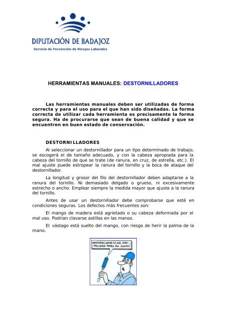 HERRAMIENTAS MANUALES: DESTORNILLADORES