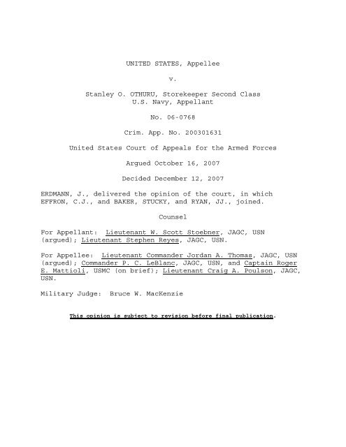 U.S. v. Othuru - U.S. Court of Appeals for the Armed Forces