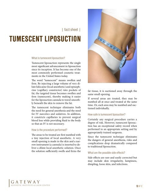 tumescent liposuction - Gateway Aesthetic Institute and Laser Center