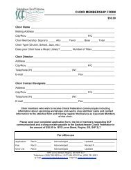 CHOIR MEMBERSHIP FORM - Saskatchewan Choral Federation