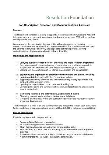 research assistant description research assistant description