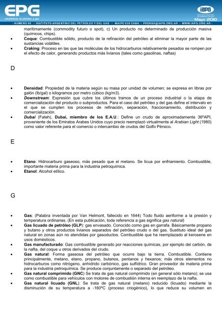 Glosario - Instituto Argentino del Petroleo y del Gas