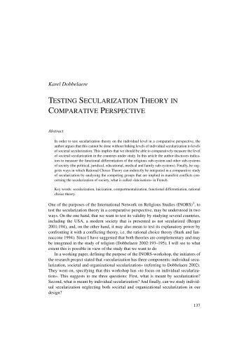 testing secularization theory in comparative perspective