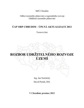 Rozbor udrÅ¾itelnÃ©ho rozvoje ÃºzemÃ­ - Chrudim