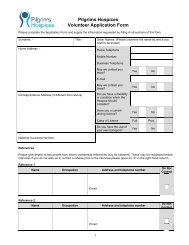 Pilgrims Hospices Volunteer Application Form