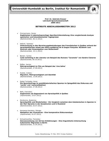 Komplette Liste (pdf) - Institut fÃ¼r Romanistik - Humboldt-UniversitÃ¤t ...