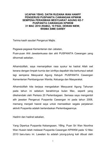 Ucapan Pengerusi Sempena Mesyuarat Agung ke-6 