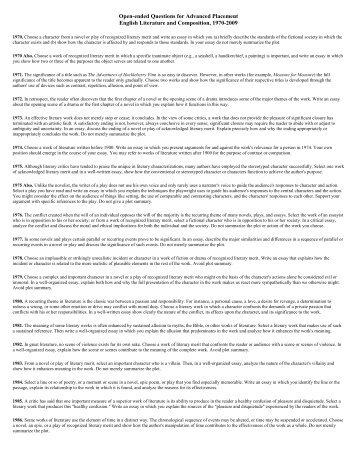 ap literature sample essays