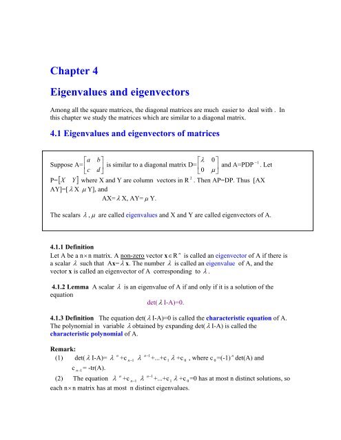 Chapter 2 Eigenvalues and eigenvectors