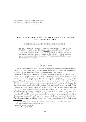 F-GEOMETRIC MEAN LABELING OF SOME ... - Kjm.pmf.kg.ac.rs