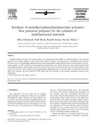 Synthesis of pentafluorophenyl(meth)acrylate polymers: New ...