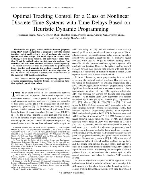 Optimal Tracking Control for a Class of Nonlinear Discrete-Time ...