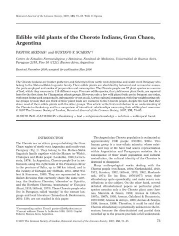 Edible wild plants of the Chorote Indians, Gran Chaco, Argentina