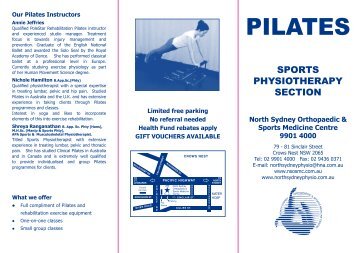 Please click here for our Pilates Brochure - North Shore Physiotherapy