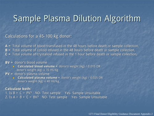 Plasma Dilution