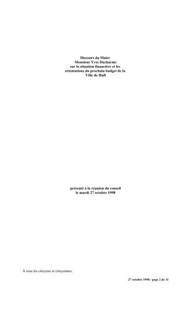 numéro 1 conseil municipal municipal séance du ... - Ville de Gatineau