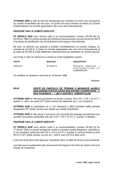 numéro 1 conseil municipal municipal séance du ... - Ville de Gatineau