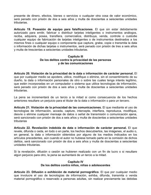 ley especial contra los delitos informÃ¡ticos - Red Iberoamericana de ...